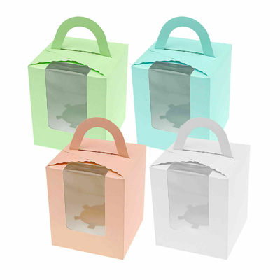 お買い得 明確な窓のギフト用の箱が付いている単一のカップケーキのマフィンのボール紙のデザート箱 オンライン
