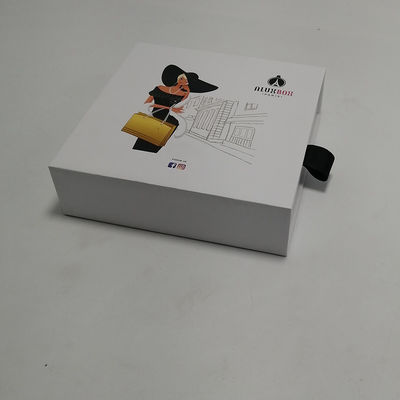 お買い得 白い構造黒いリボンが付いている包装箱のペーパー ボール紙の引出し箱 オンライン